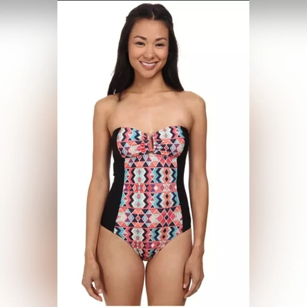 Ella Moss Black Marrakech One Piece Strapless Swimsuit
